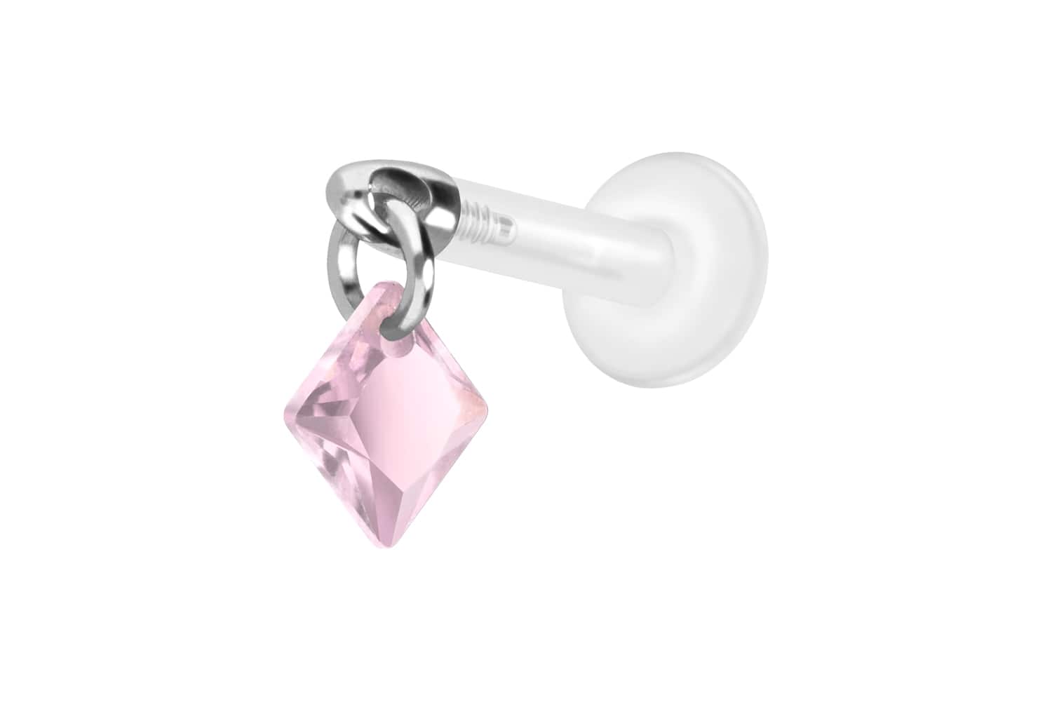 PTFE Labret Piercing mit Innengewinde + Titan-Aufsatz KRISTALLQUADRAT